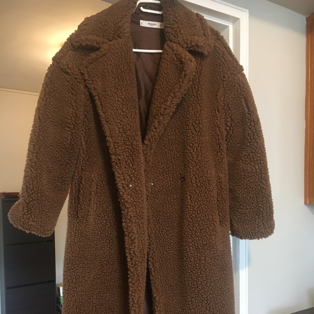Mango brown teddy coat